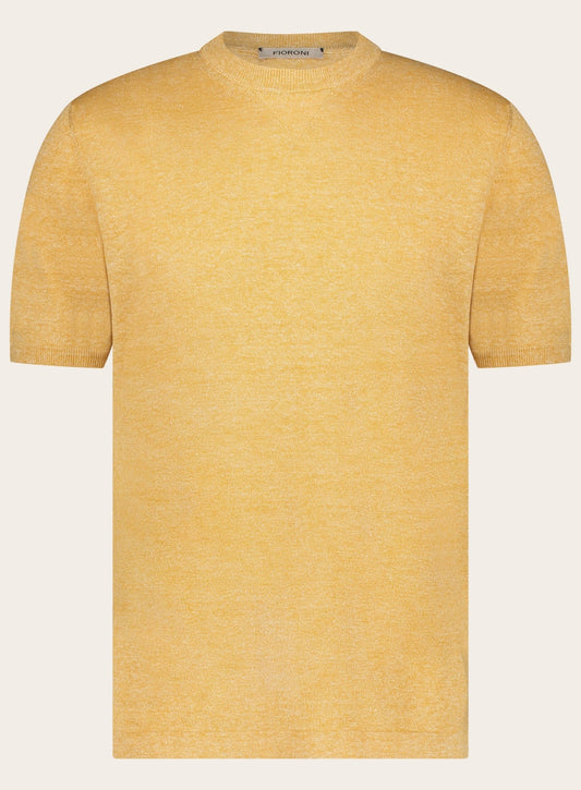 T-Shirt van linnen en katoen | Geel