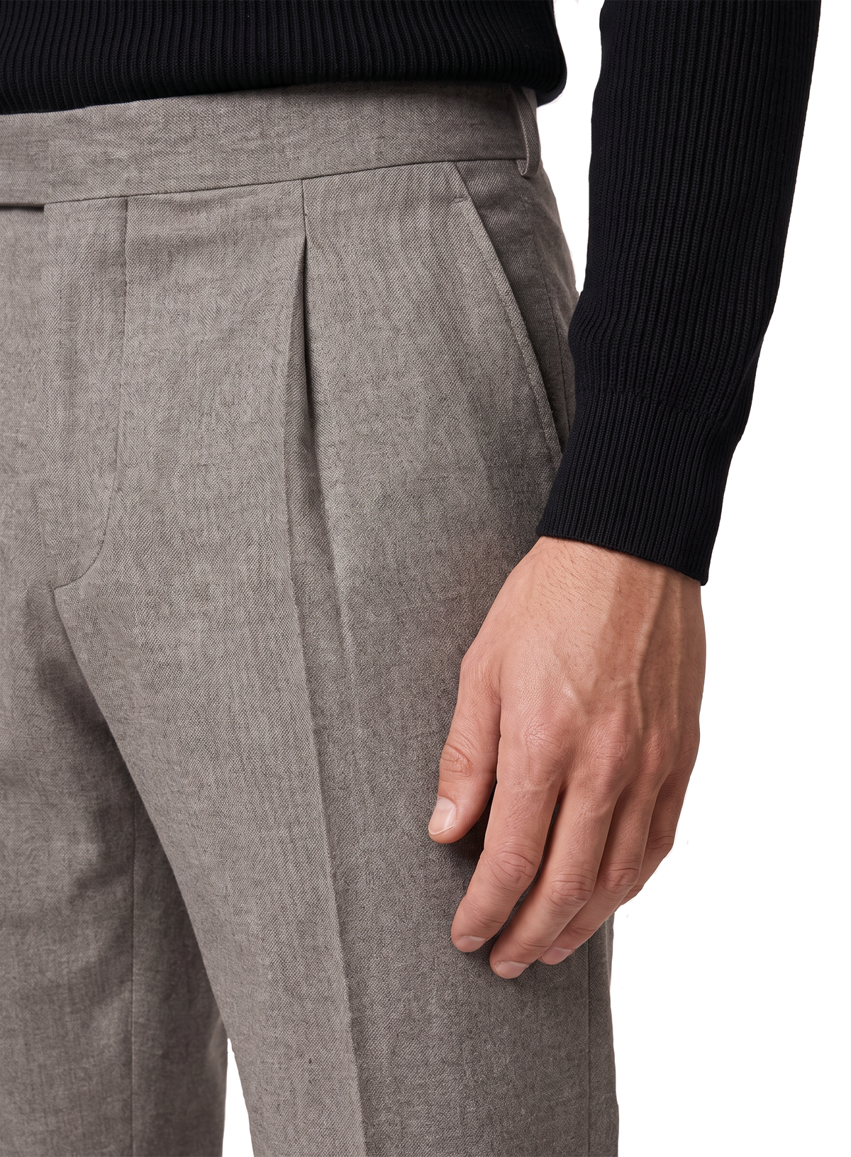 Bandplooi pantalon in wol | FULL_WIDTH | TAUPE