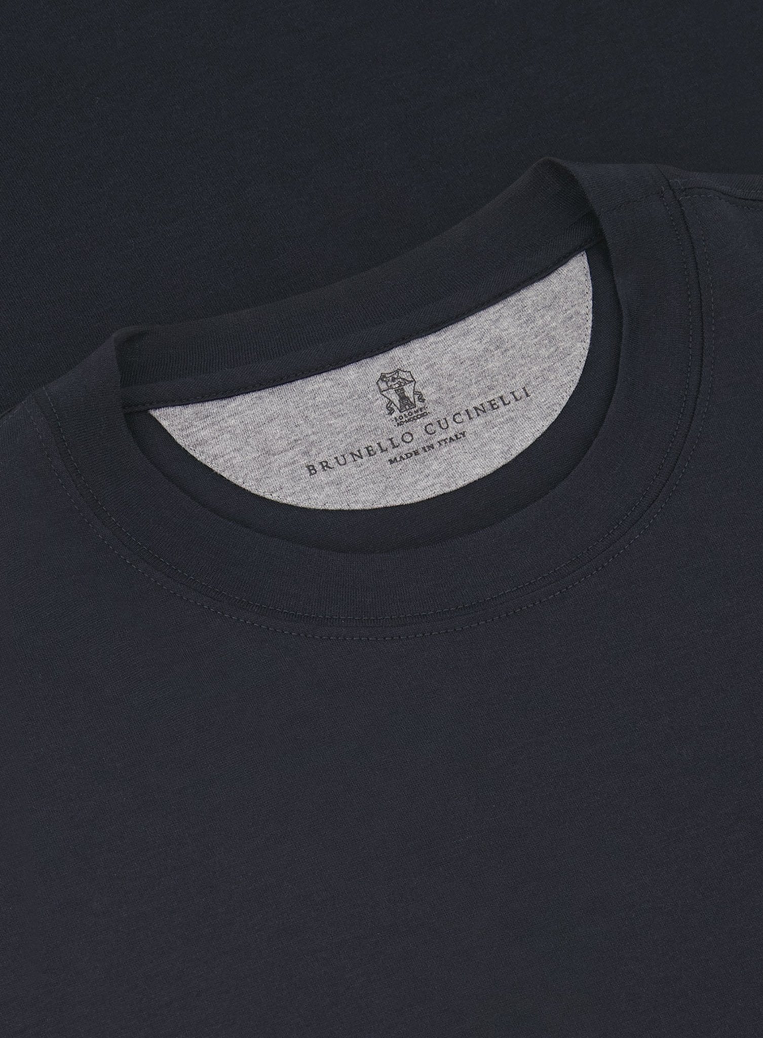 T-shirt van zijde en katoen | BLUE NAVY