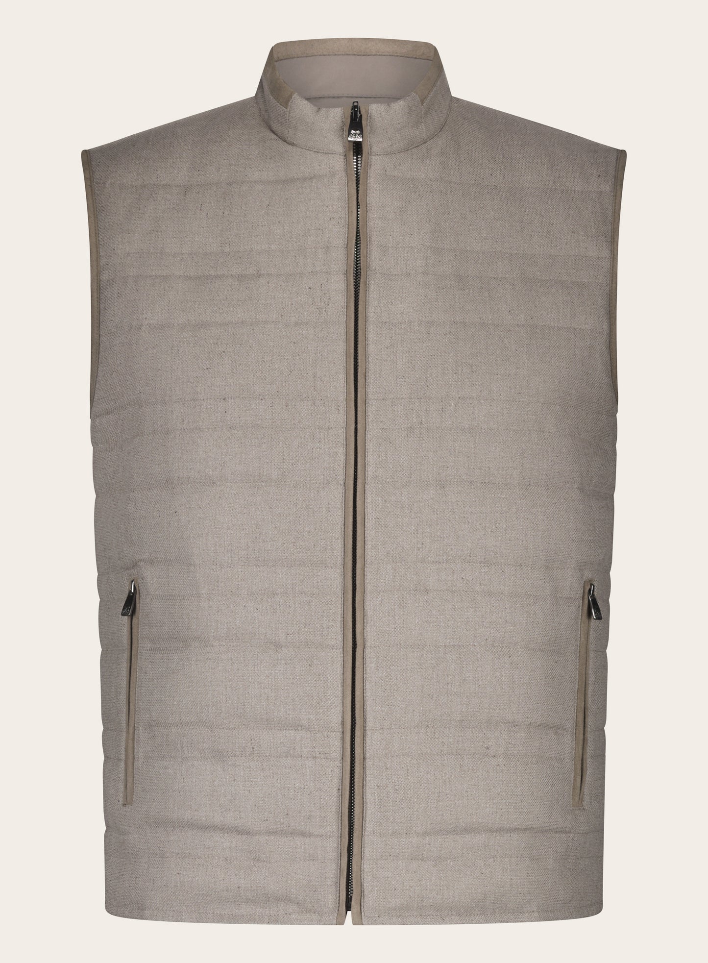 Reversible bodywarmer van zijde en wol | GRIJS-BEIGE