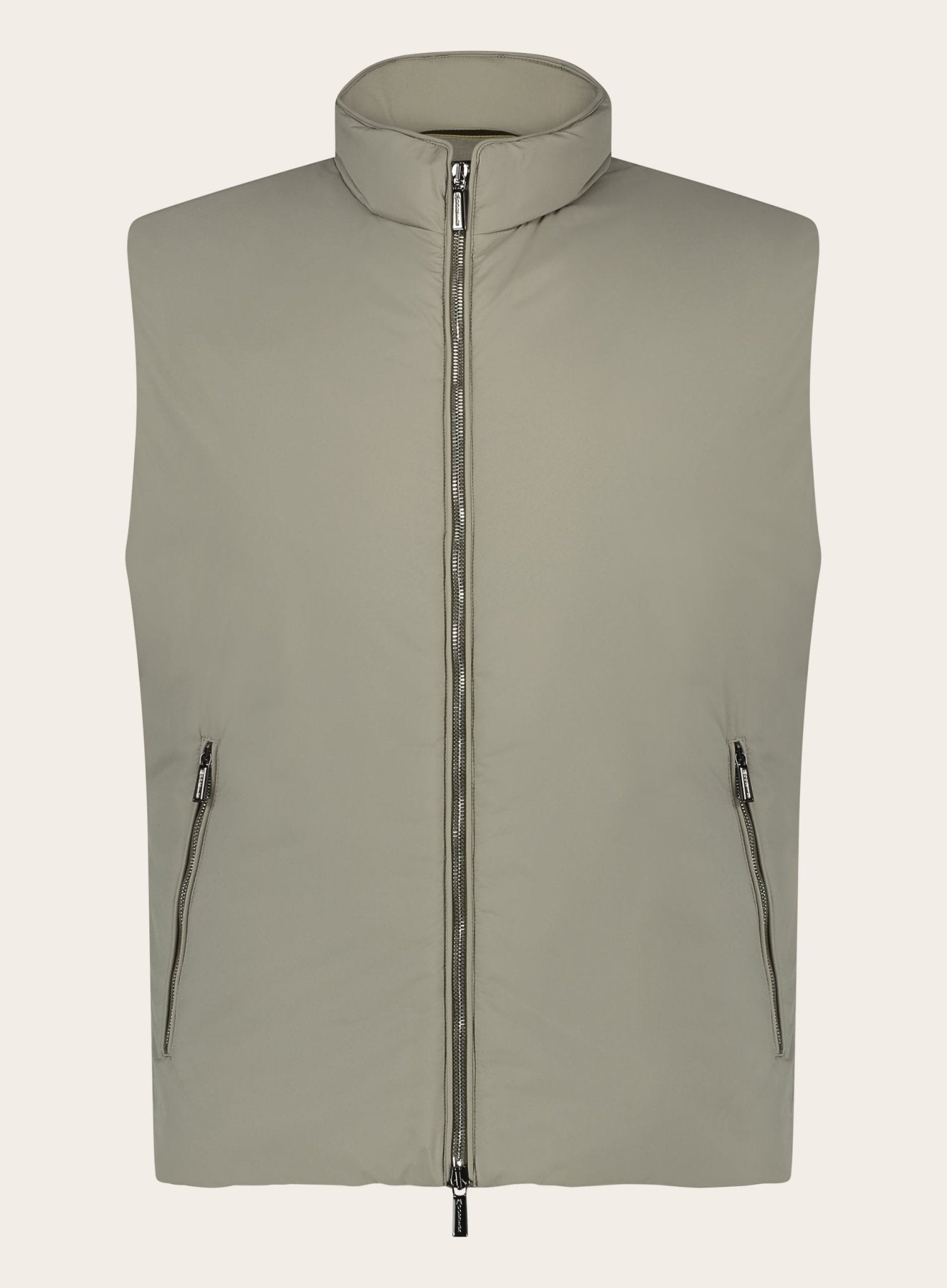 Bodywarmer met opstaande kraag | LICHT TAUPE