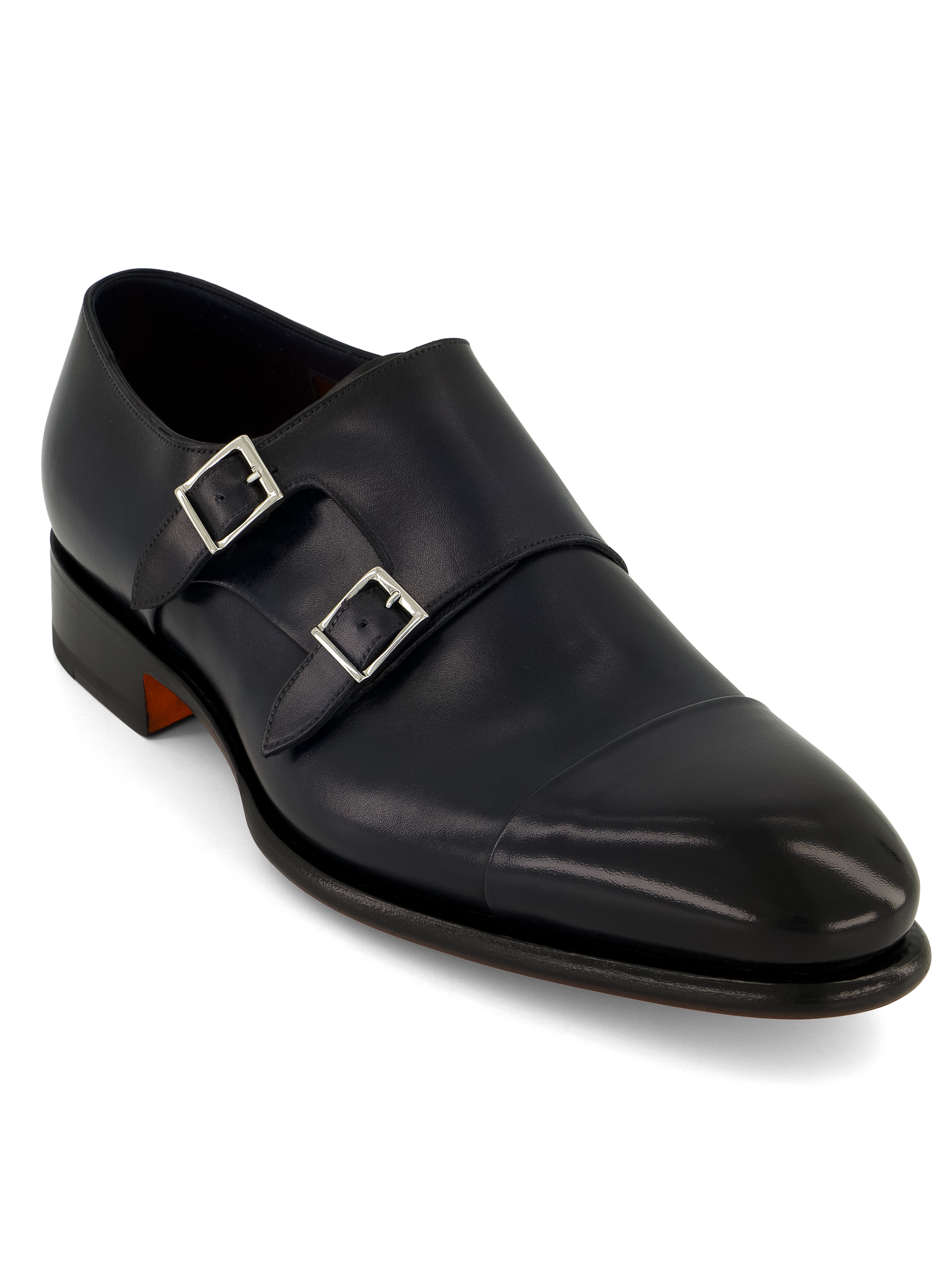 Dubbele gespschoenen van leer | BLUE NAVY