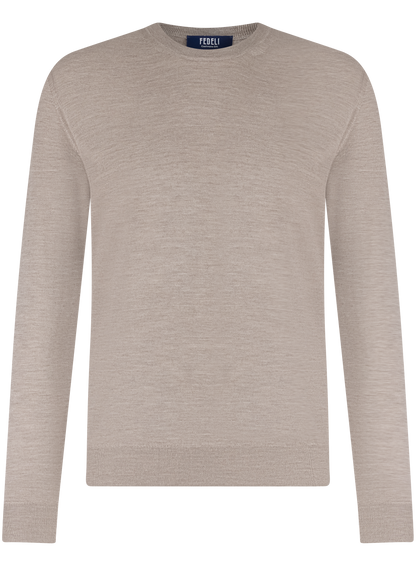 Longsleeve crewneck van cashmere en zijde | TAUPE