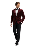 Velours smokingjasje in katoen | FULL_WIDTH | DARK BORDEAUX