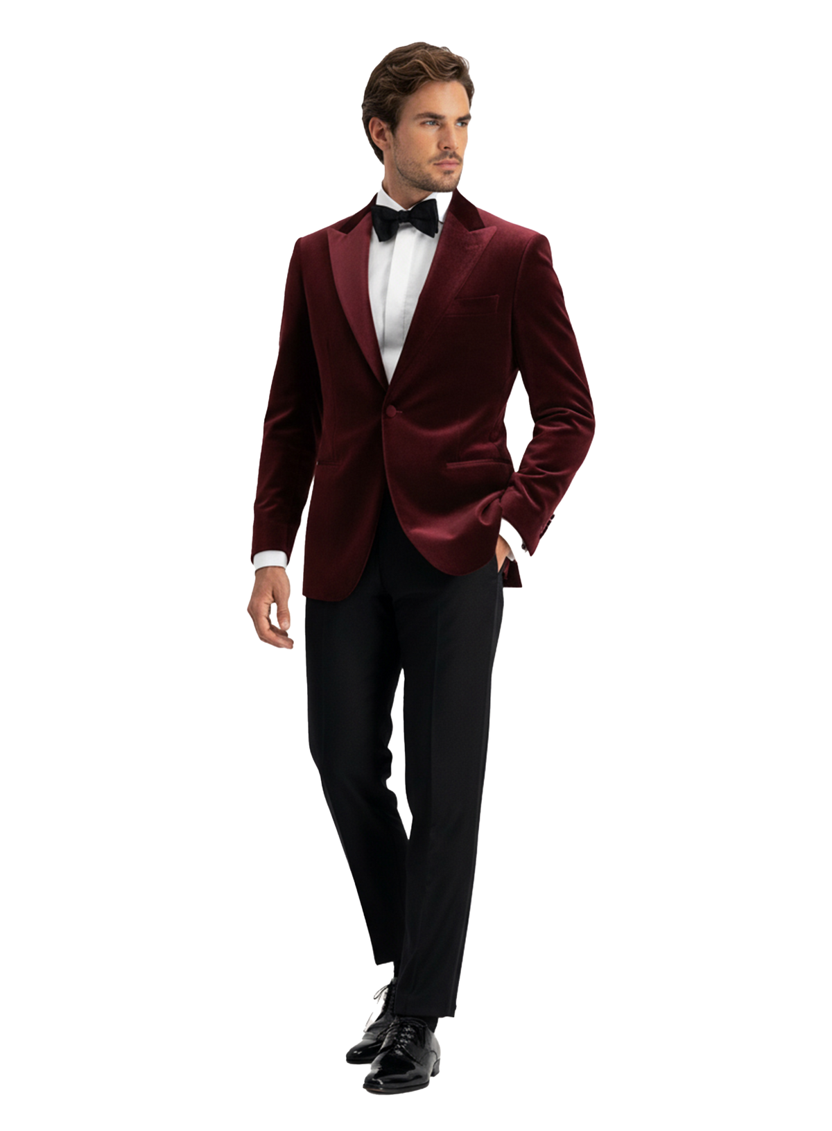 Velours smokingjasje in katoen | FULL_WIDTH | DARK BORDEAUX