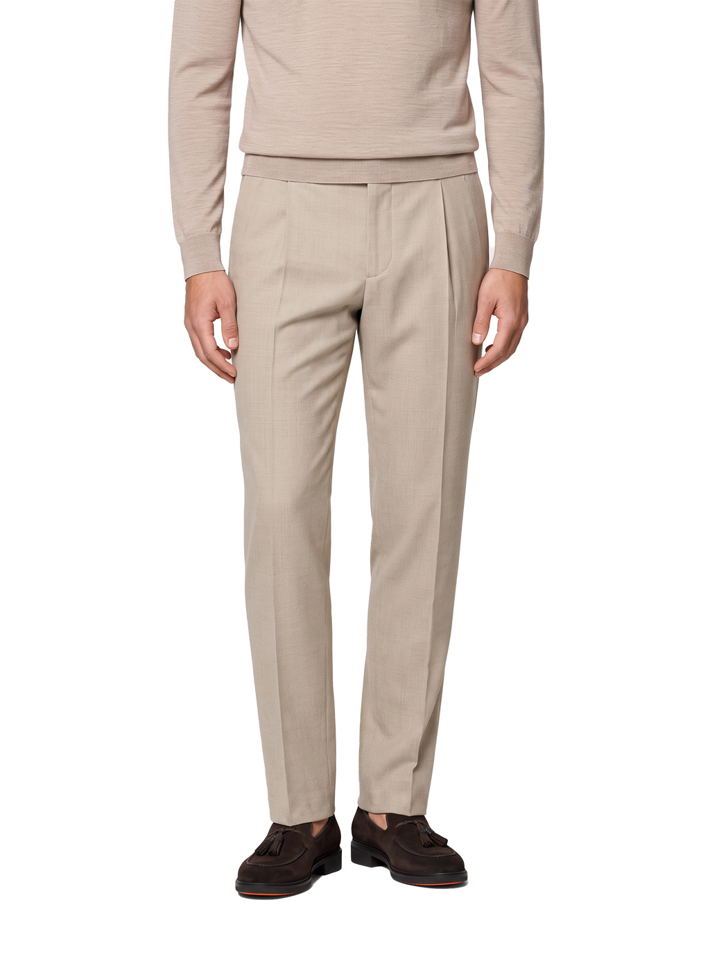 Pantaloni uomo con pinces in lana | FULL_WIDTH | Beige