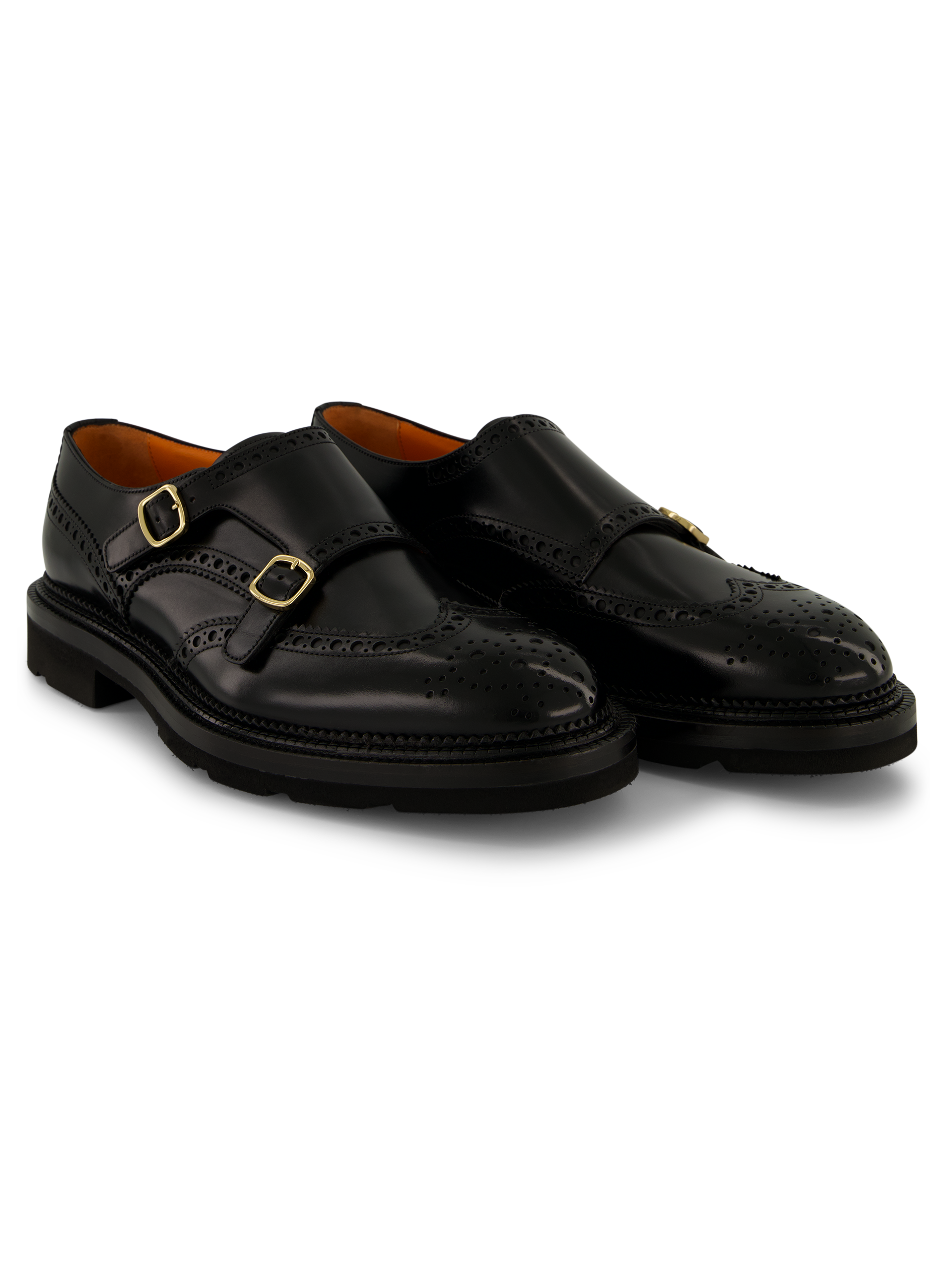 Dubbele gesp brogue-schoen | Zwart