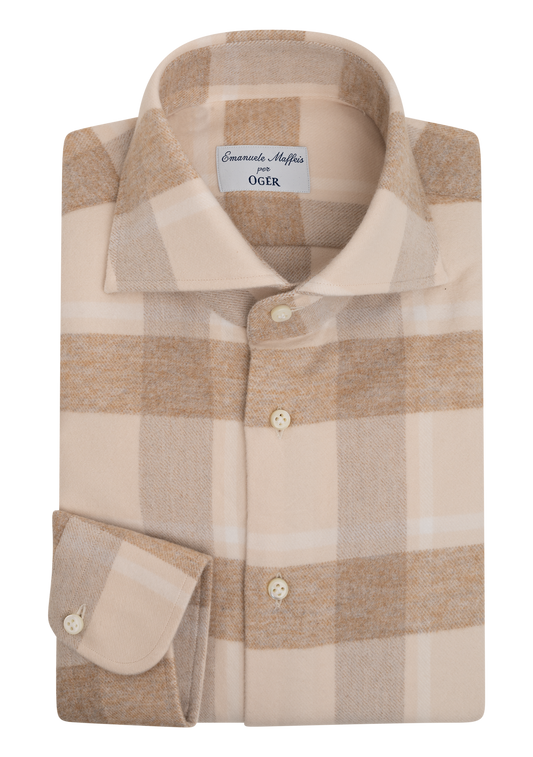 Geruit shirt van katoen | Beige