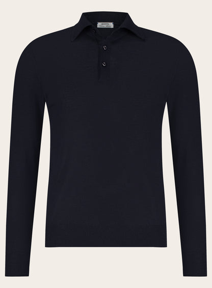 Poloshirt van cashmere en zijde | BLUE NAVY