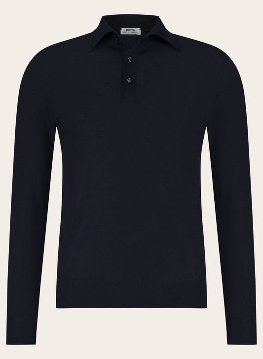 Poloshirt van cashmere en zijde | BLUE NAVY