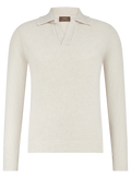 Buttonless polo van wol | L.BEIGE
