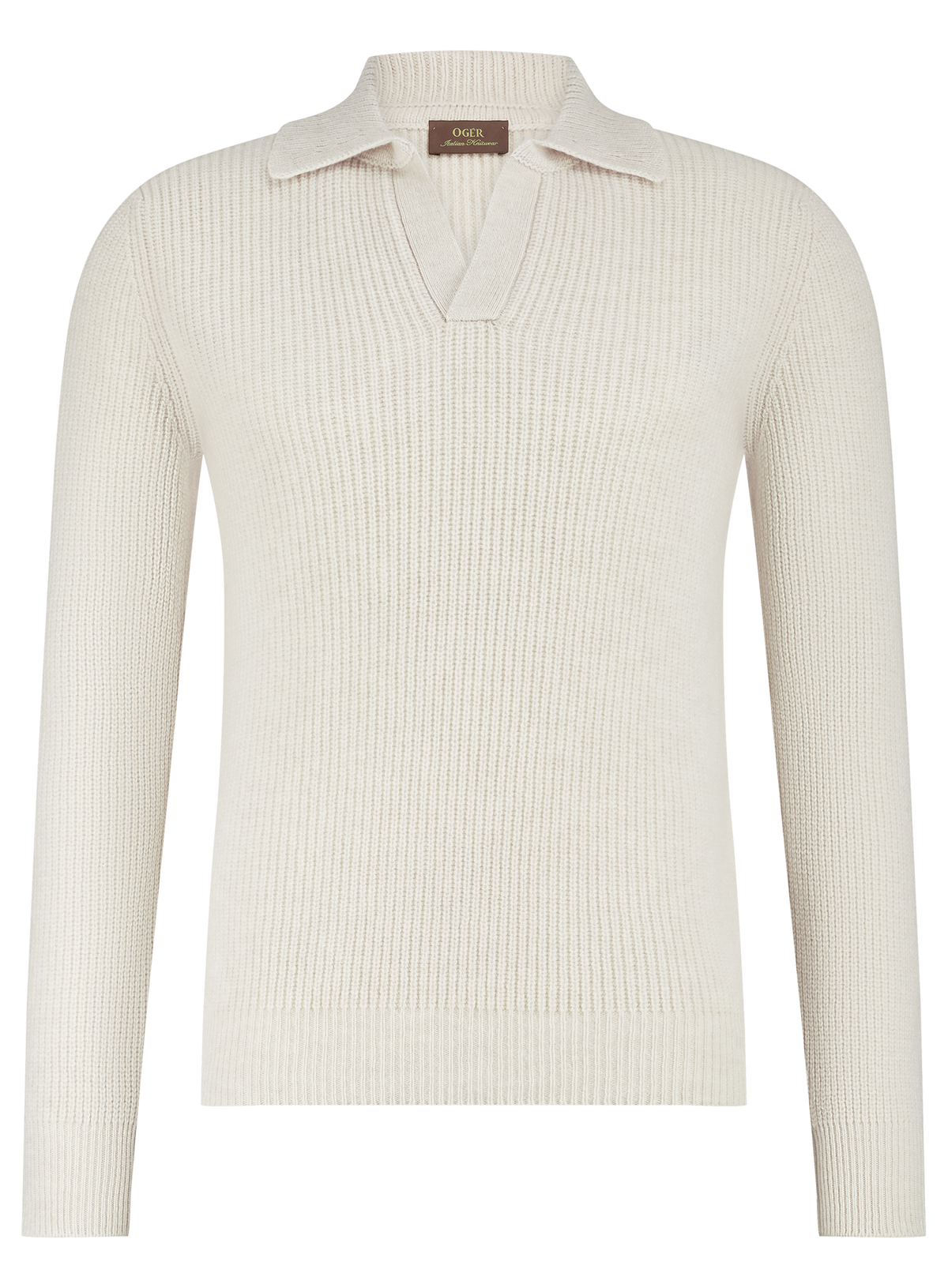 Buttonless polo van wol | L.BEIGE