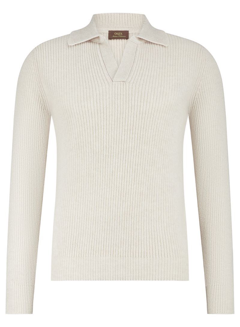 Buttonless polo van wol