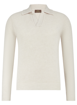Buttonless polo van wol | L.BEIGE