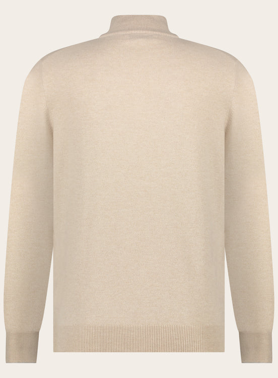 Slim-fit half-zip trui van cashmere | Beige