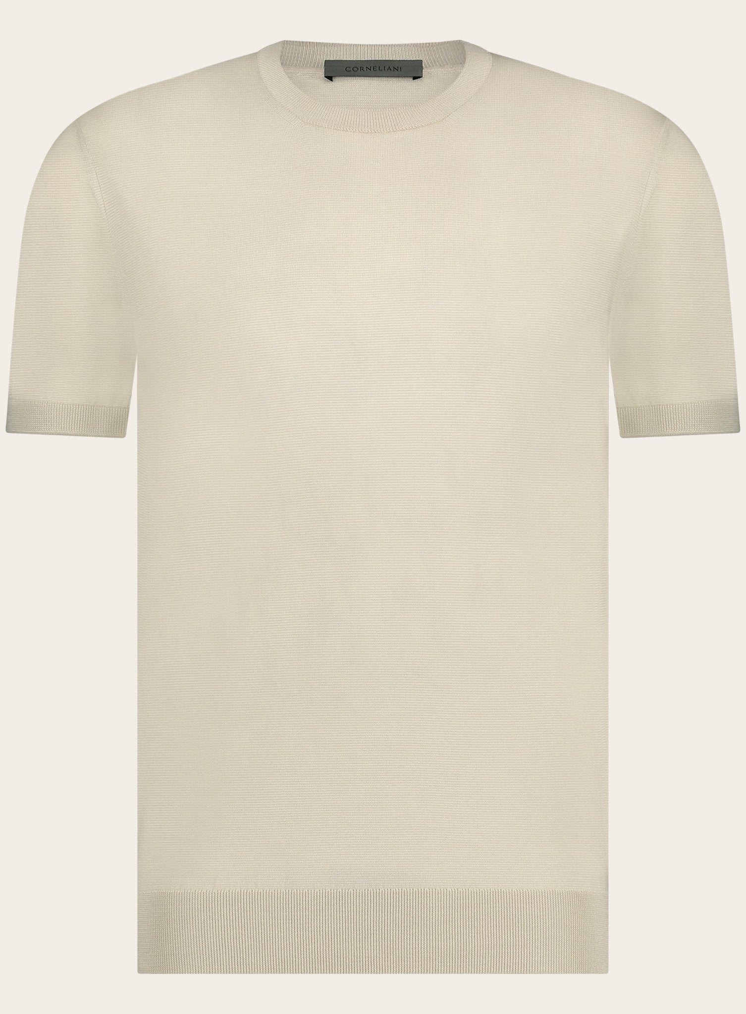 T-shirt van zijde en katoen| L.BEIGE