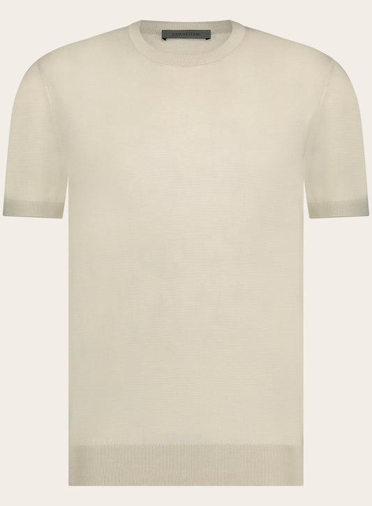 T-shirt van zijde en katoen| L.BEIGE