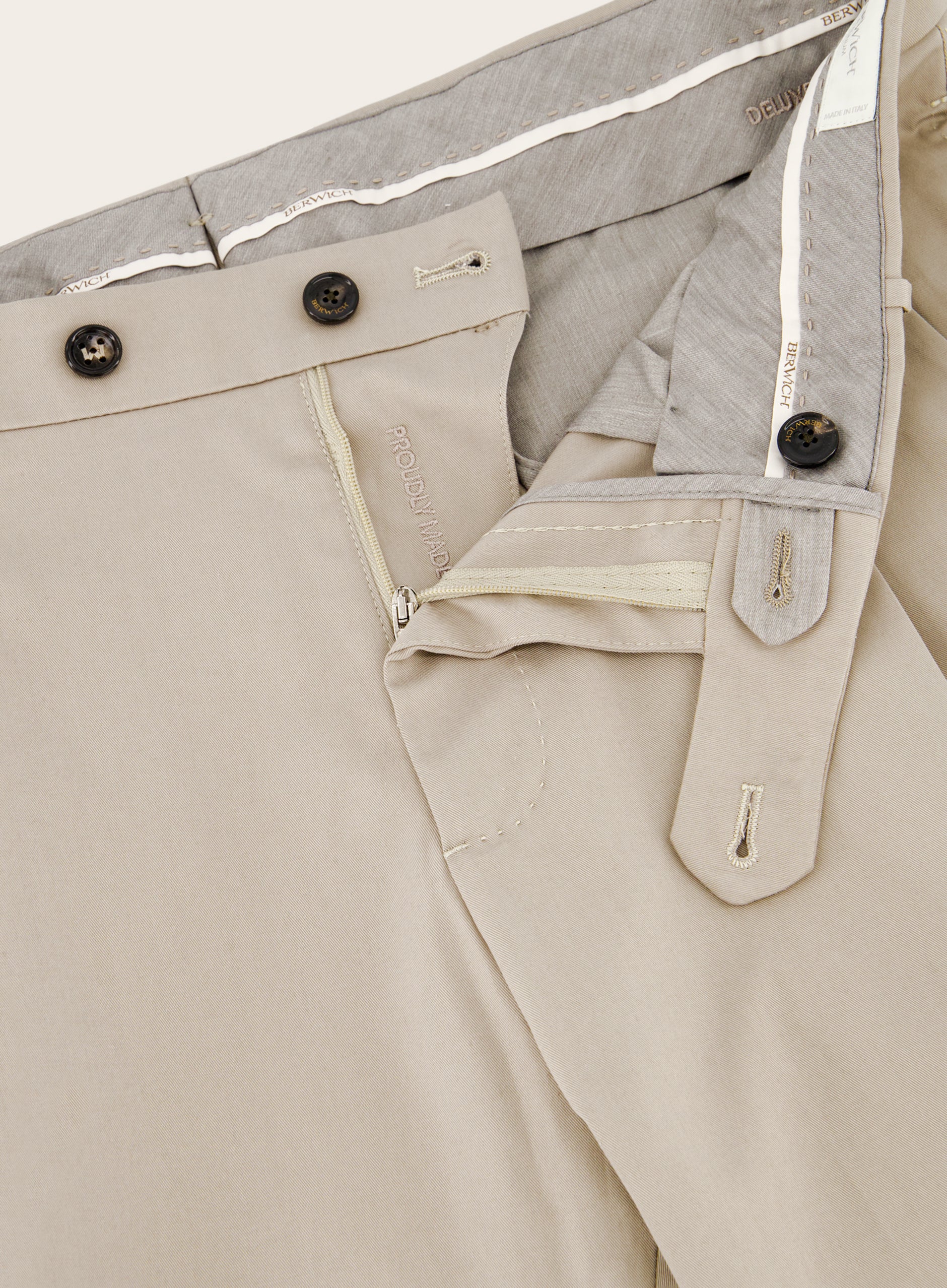 Bandplooi pantalon van katoen | FULL_WIDTH | GRIJS-BEIGE