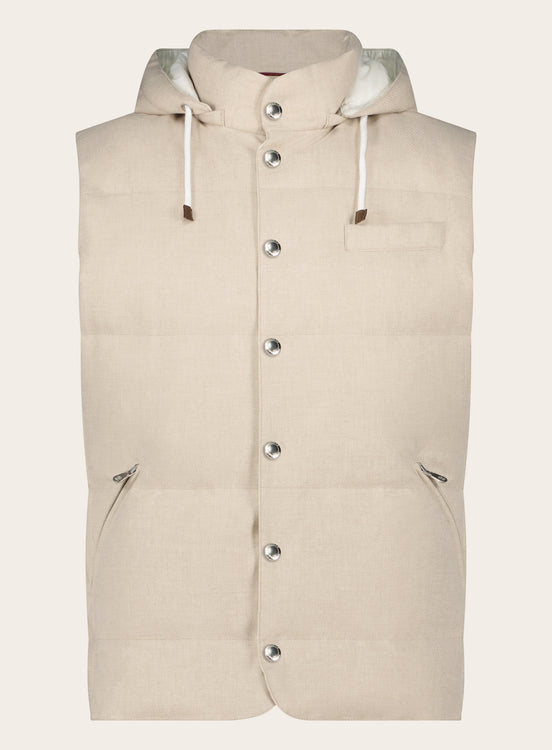 Slim-fit bodywarmer van wol, zijde en cashmere | Beige