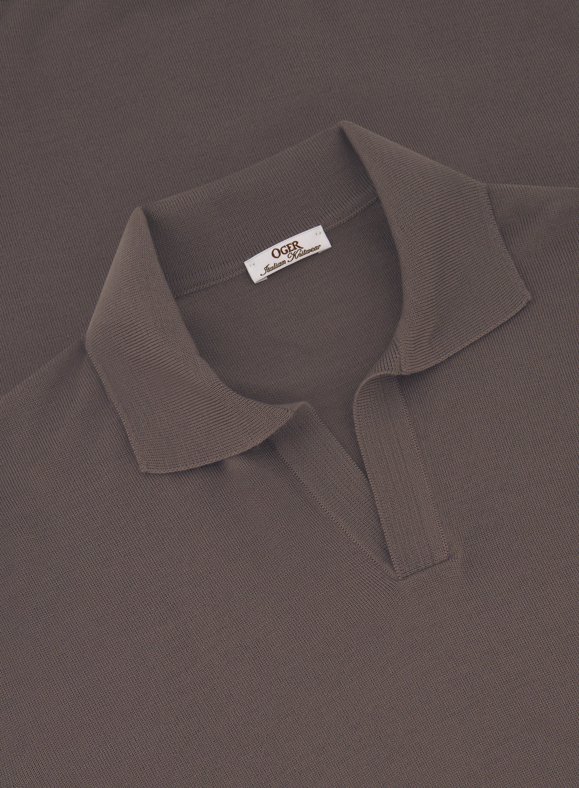 Buttonless polo van virgin wol | TAUPE