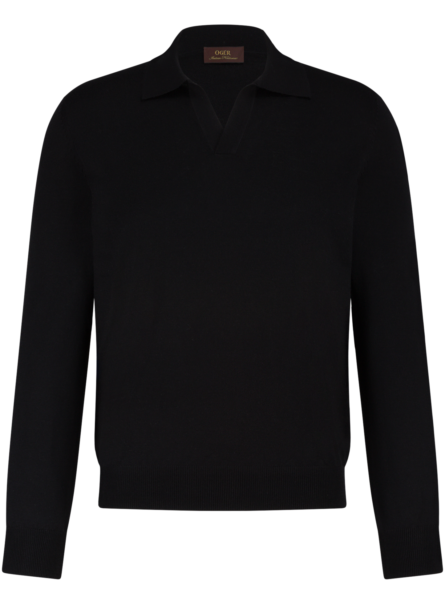 Buttonless polo van wol | Zwart