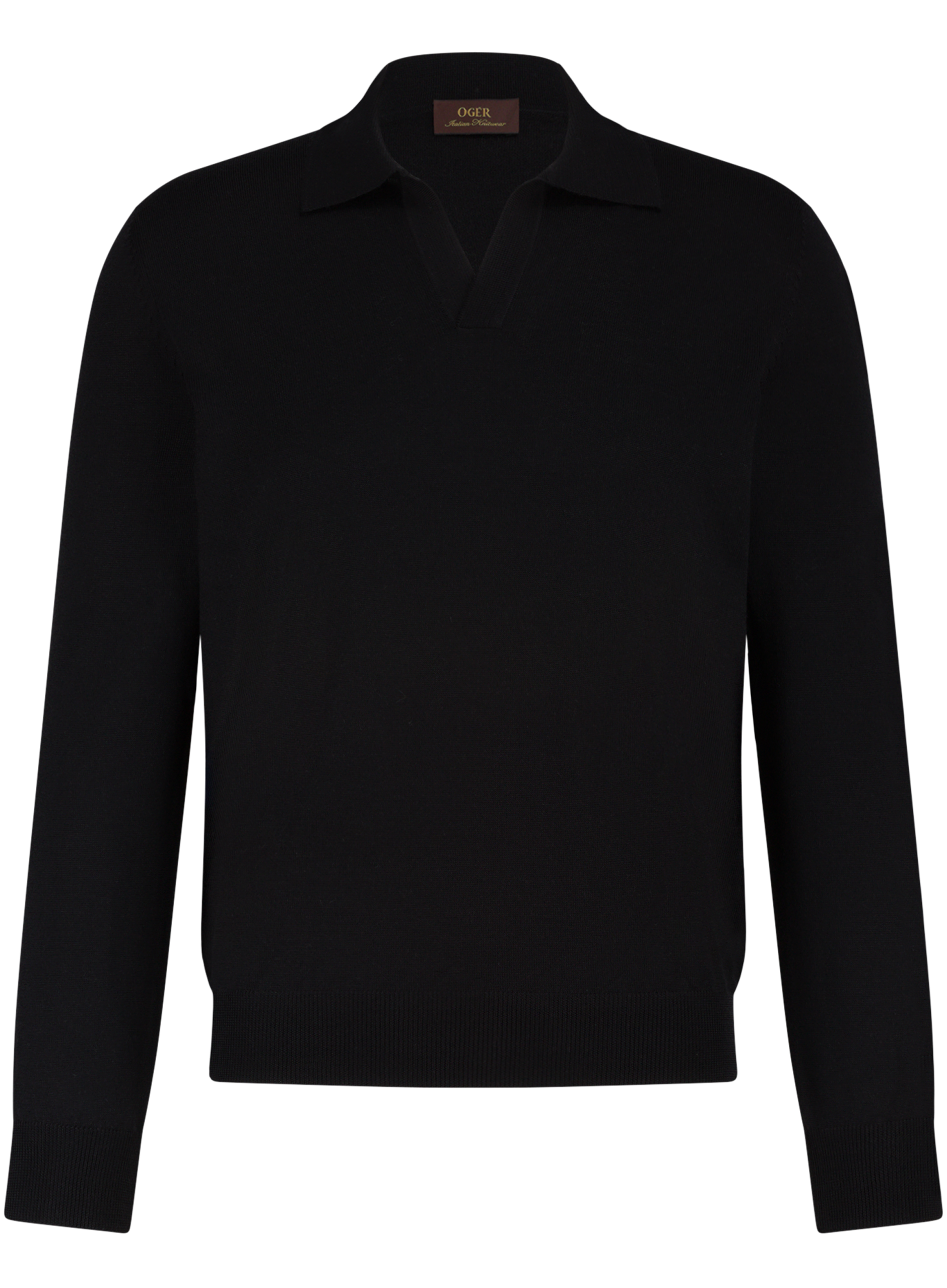 Buttonless polo van wol | Zwart