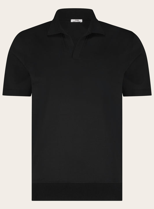 Buttonless polo van katoen | Zwart