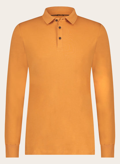 Slim-fit lange mouwen polo | Oranje