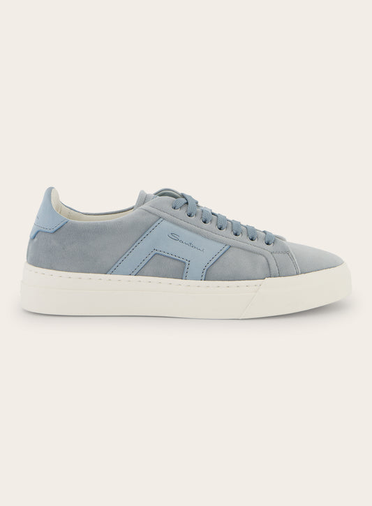 Double Buckle sneakers van velour | L.Blauw