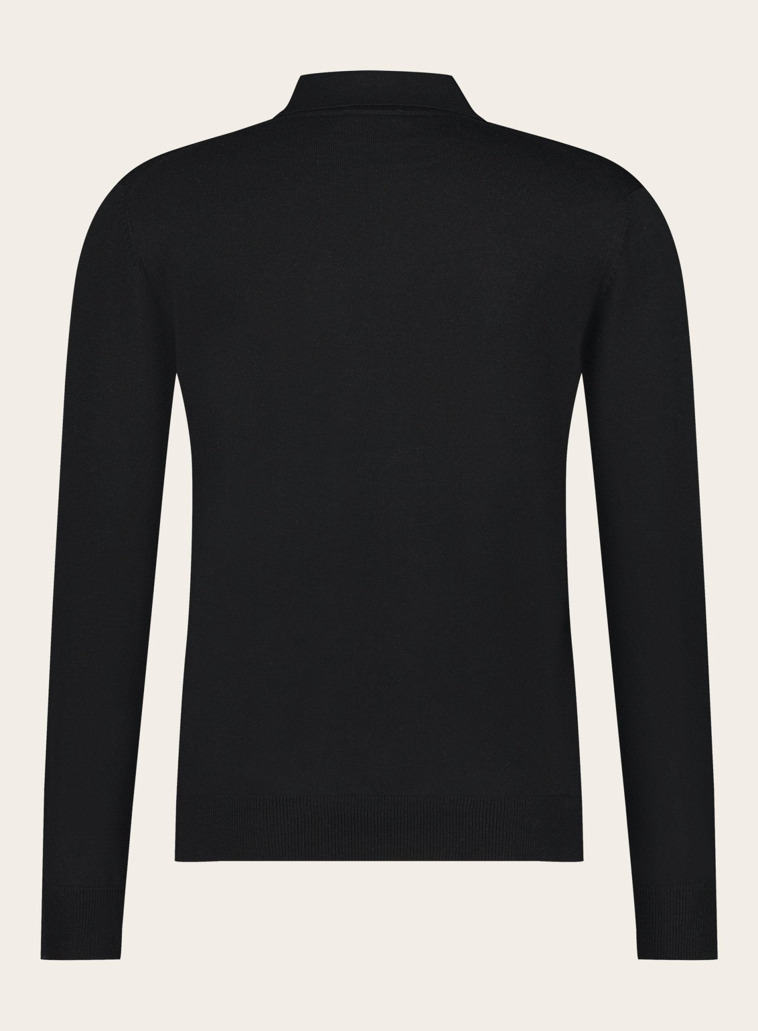 Cashmere lange mouwen polo | Zwart 