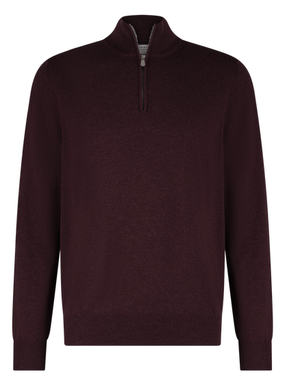 Half-zip ritsvest van cashmere | DARK BORDEAUX