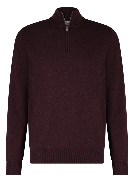 Half-zip ritsvest van cashmere | DARK BORDEAUX