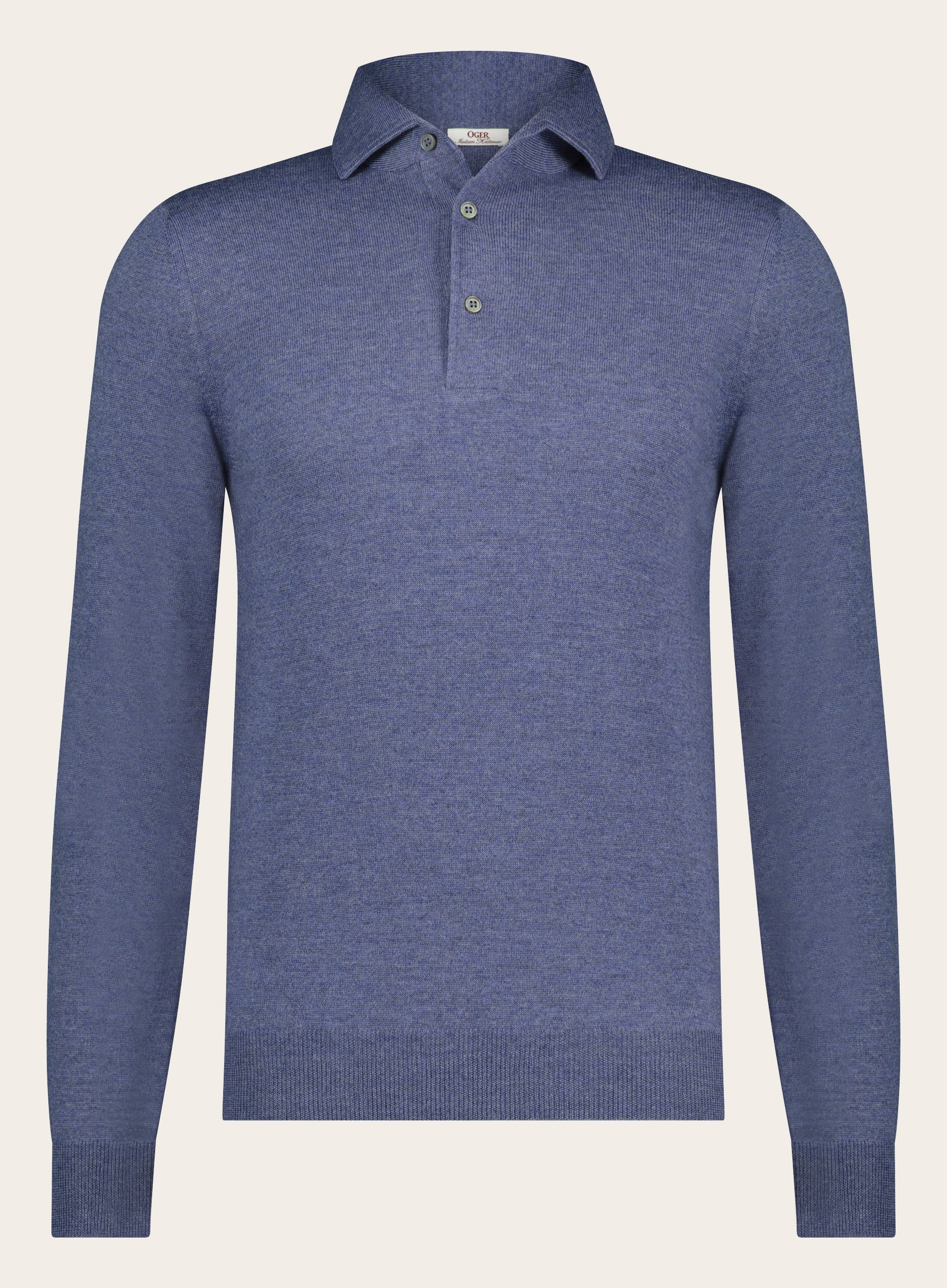 Lange mouw polo van wol | JEANS BLAUW