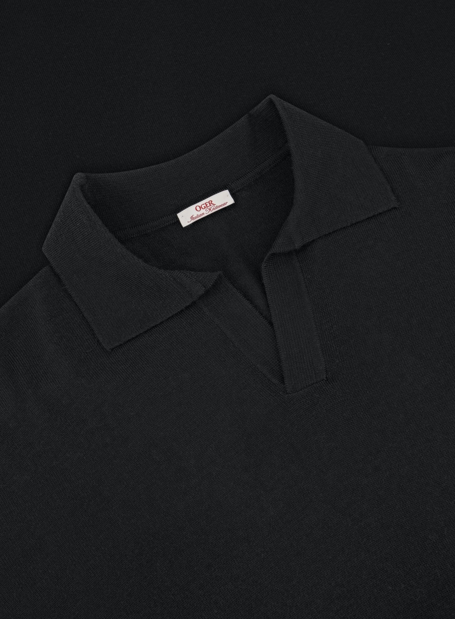 Cashmere lange mouwen polo | Zwart 