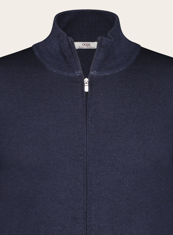 Slim-fit ritsvest van wol | BLUE NAVY