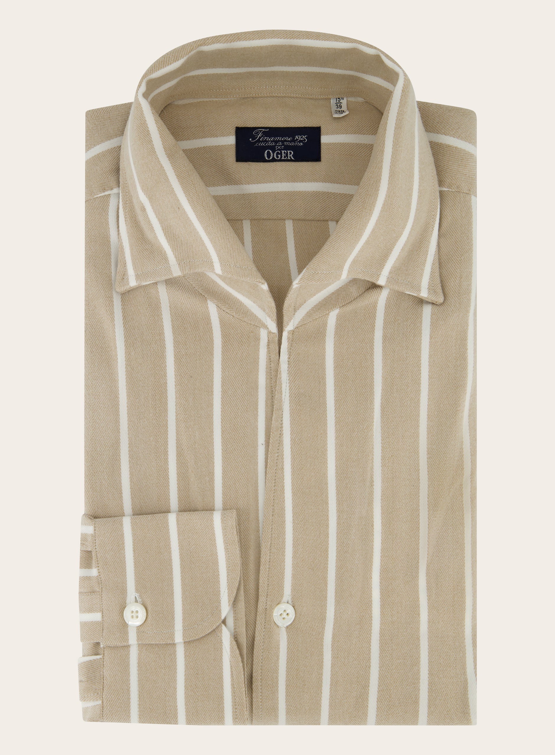 Gestreept shirt van katoen | Beige