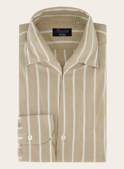 Gestreept shirt van katoen | Beige