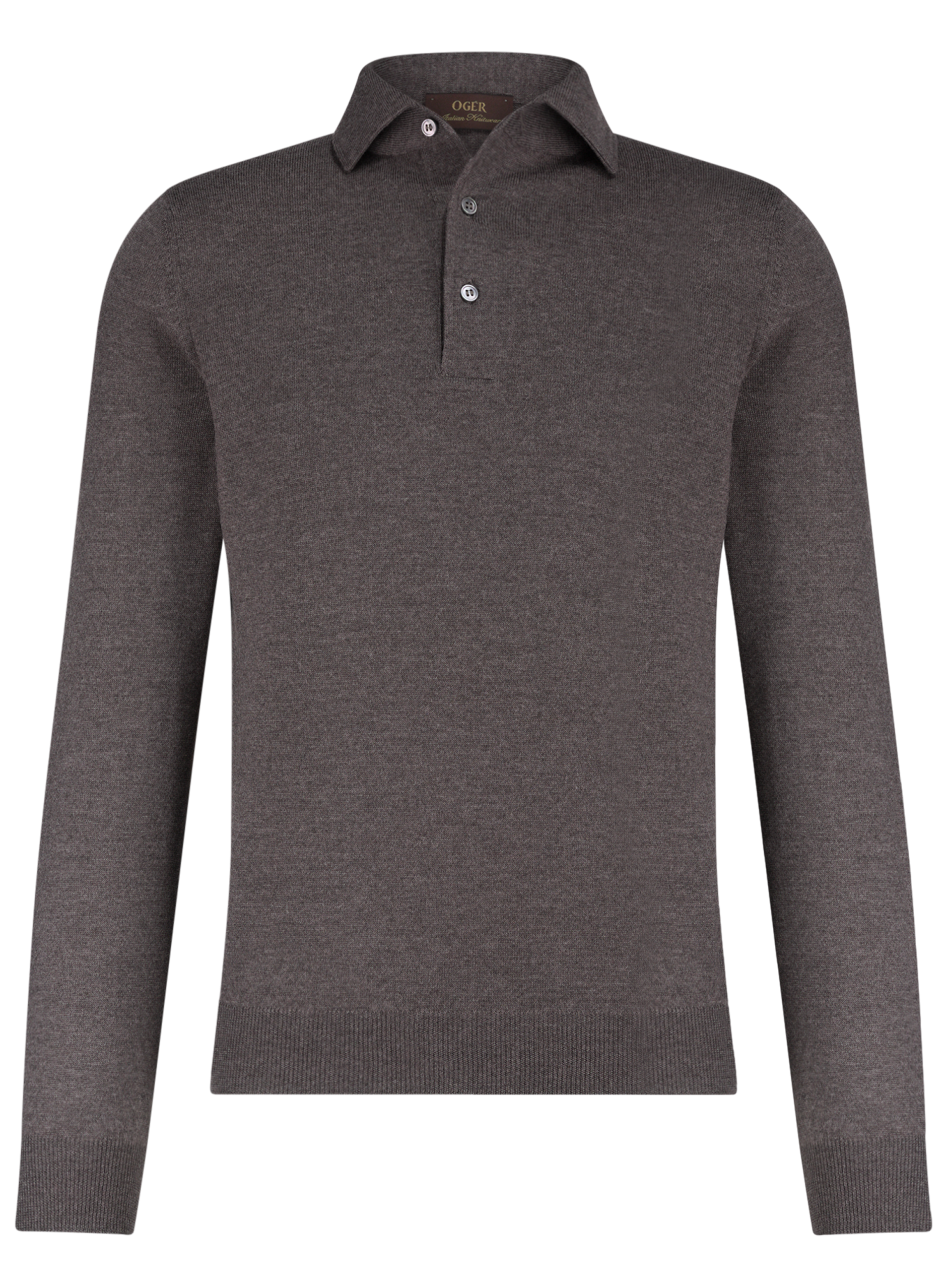 Lange mouwen polo van virgin wol | TAUPE BRUIN