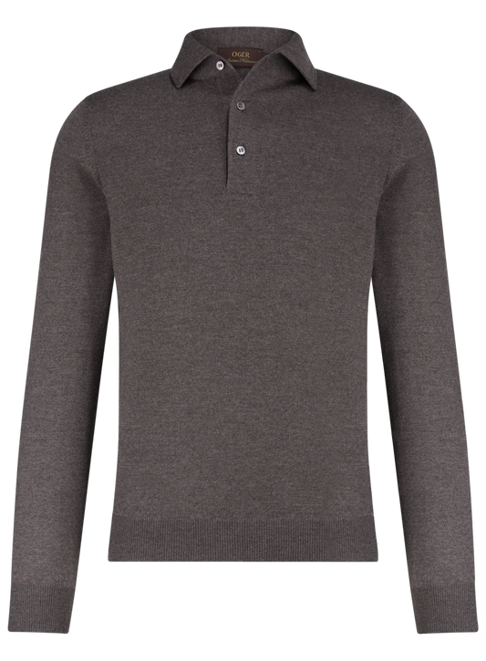 Lange mouwen polo van virgin wol | FULL_WIDTH | TAUPE BRUIN