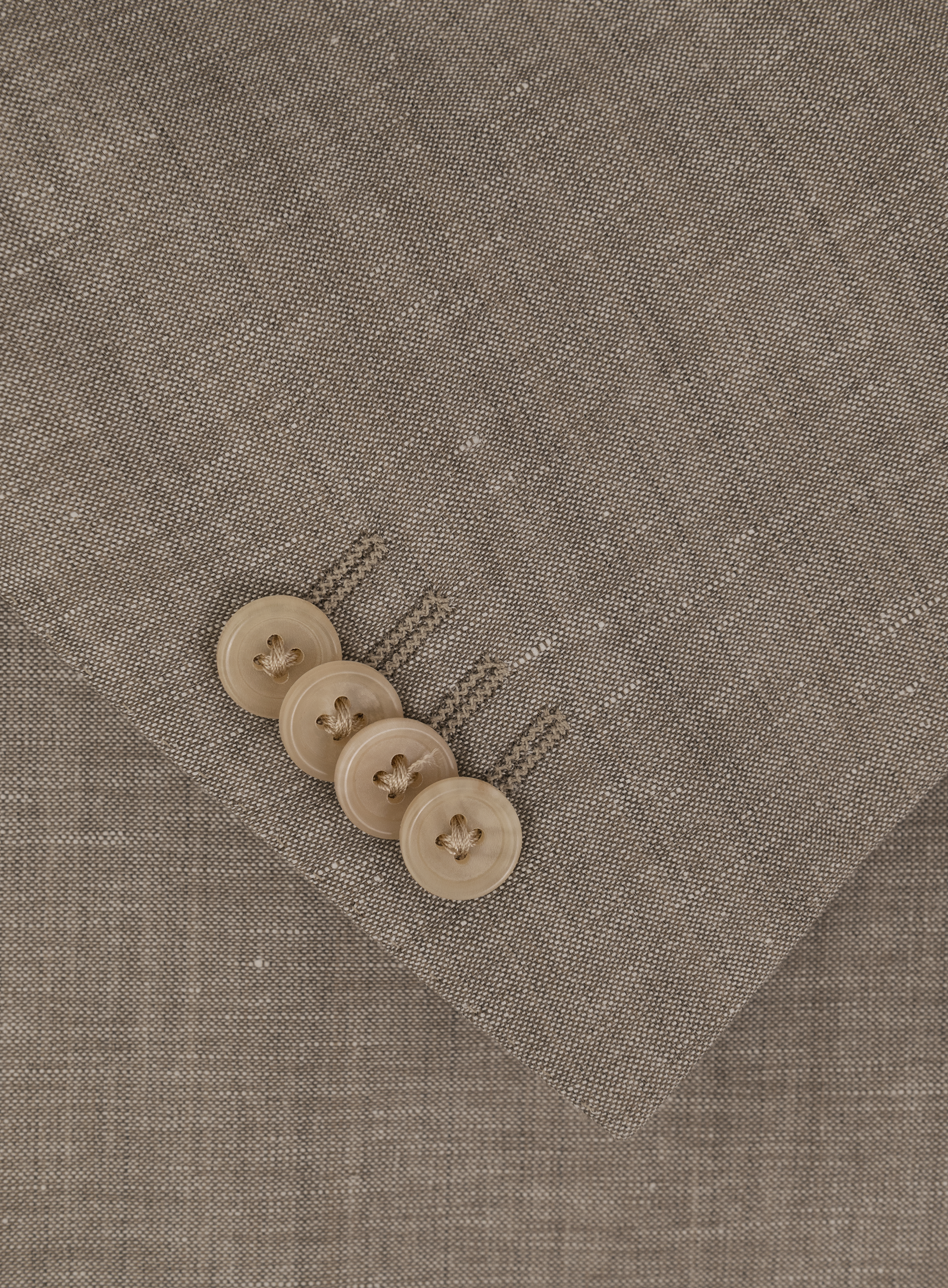 Driedelig pak van virgin wol en flax | FULL_WIDTH | Beige