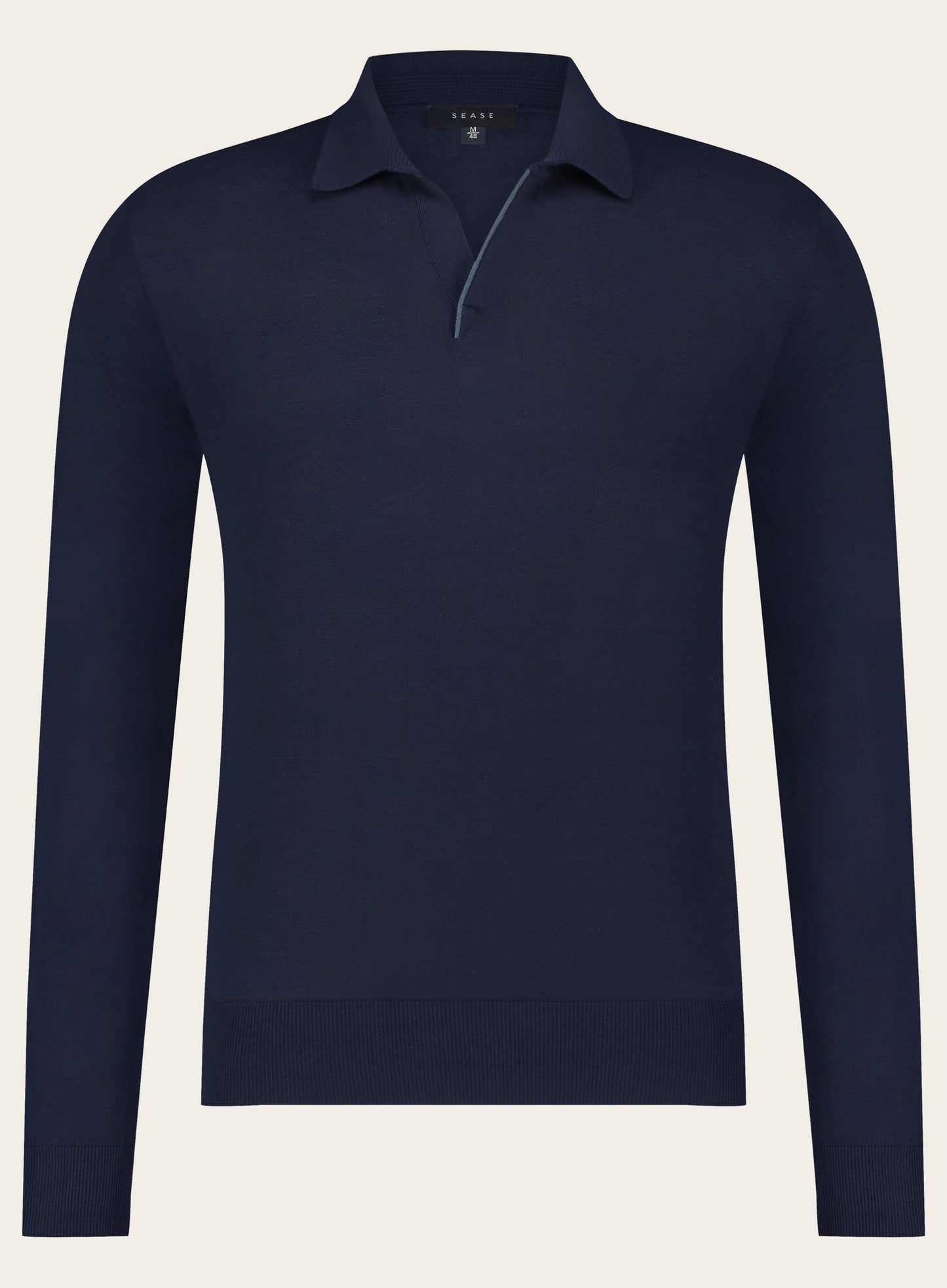 Buttonless polo van wol | Blauw 