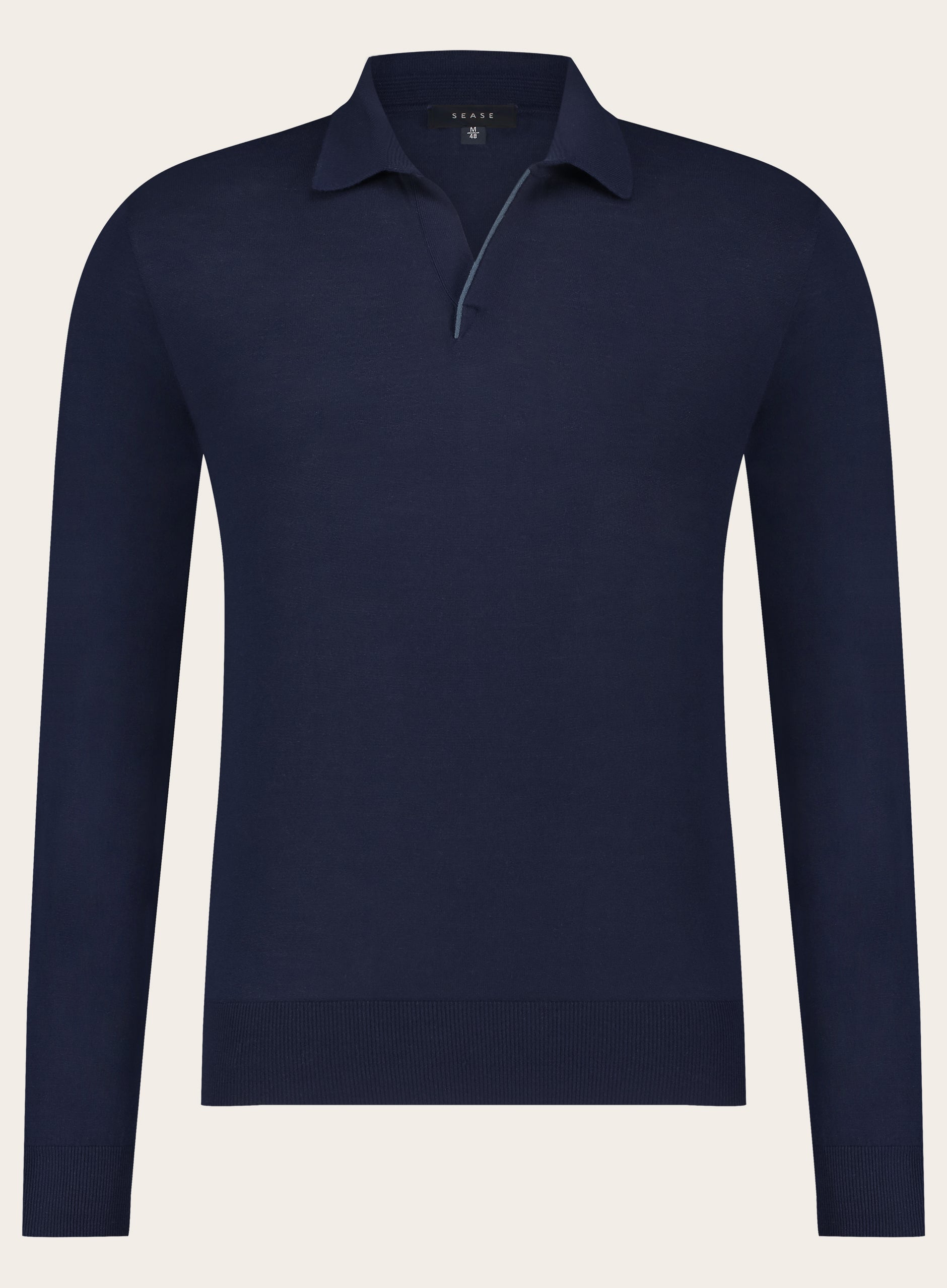 Buttonless polo van wol | Blauw 