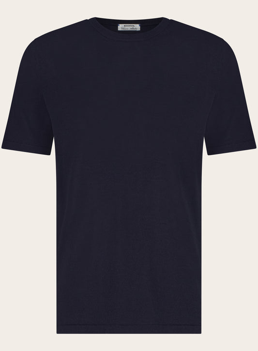 T-shirt van cashmere en zijde | BLUE NAVY