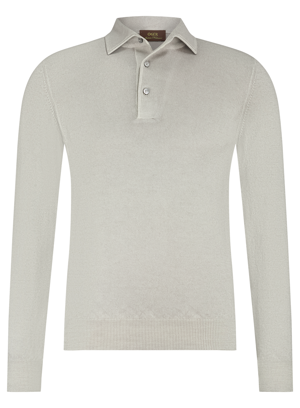 Longsleeve polo van wol | LICHT TAUPE