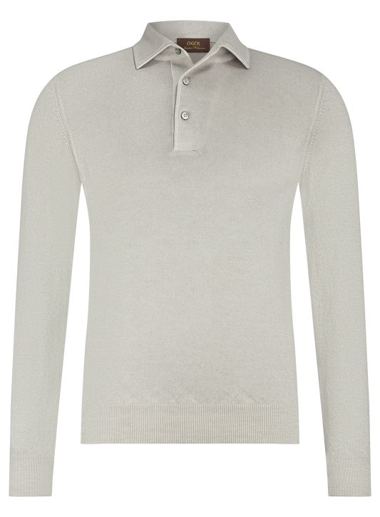 Longsleeve polo van wol | LICHT TAUPE