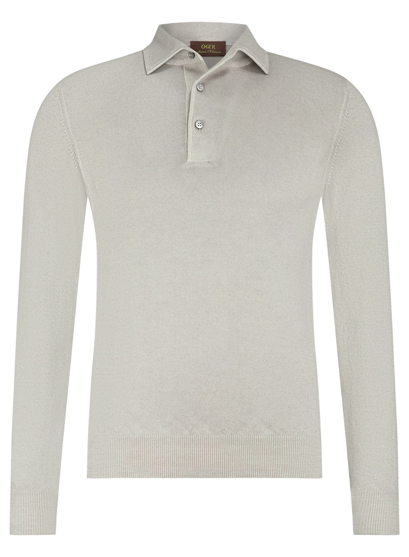 Longsleeve polo van wol