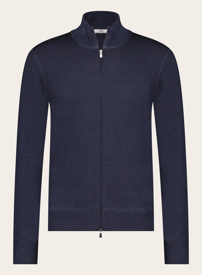 Slim-fit ritsvest van wol | BLUE NAVY