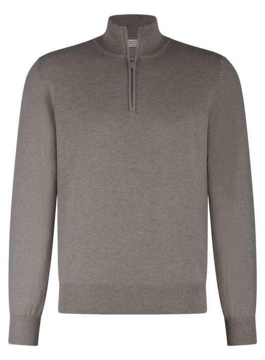 Half-zip ritsvest van cashmere | TAUPE