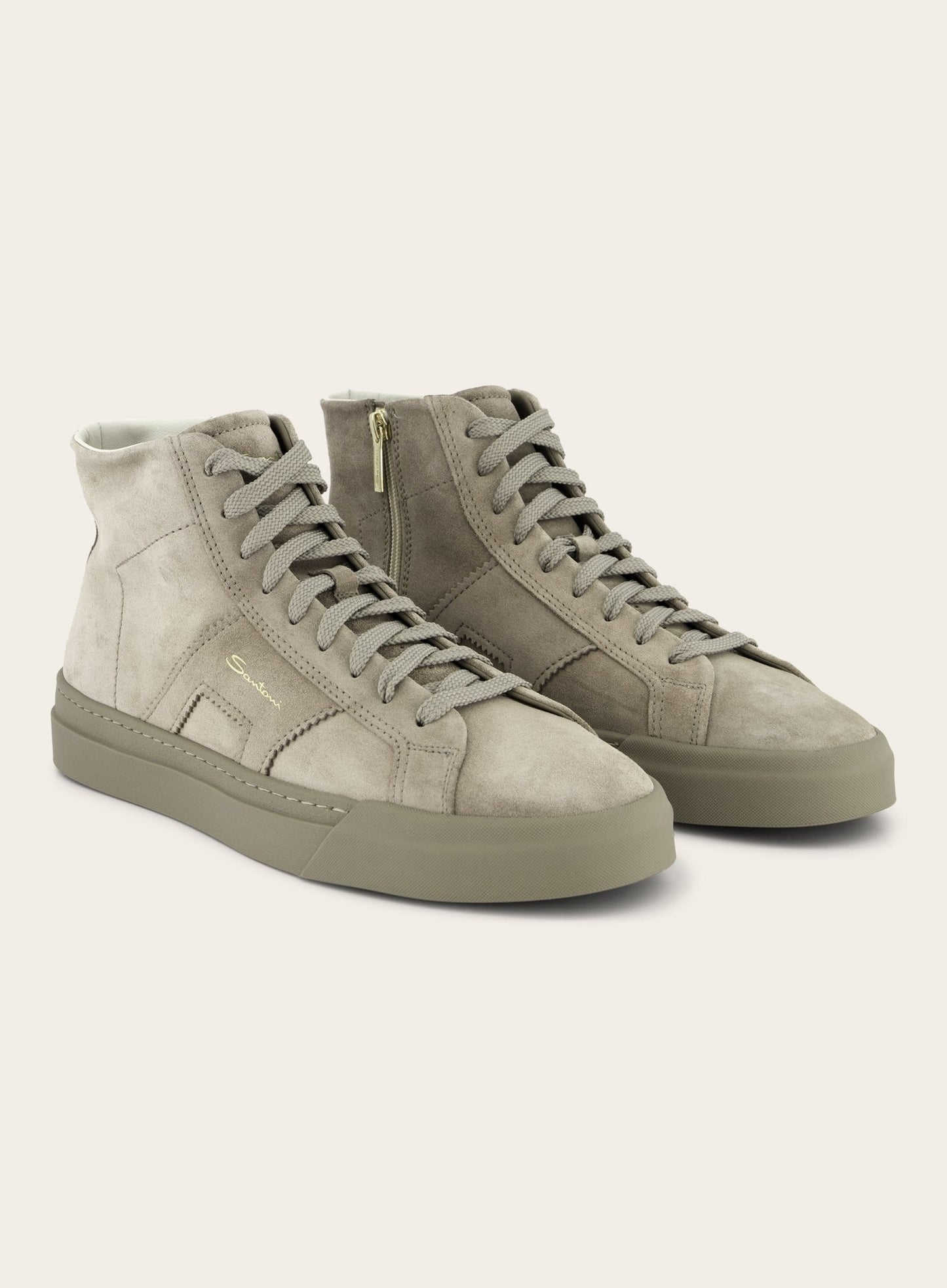 High-top Double Buckle sneakers | TAUPE