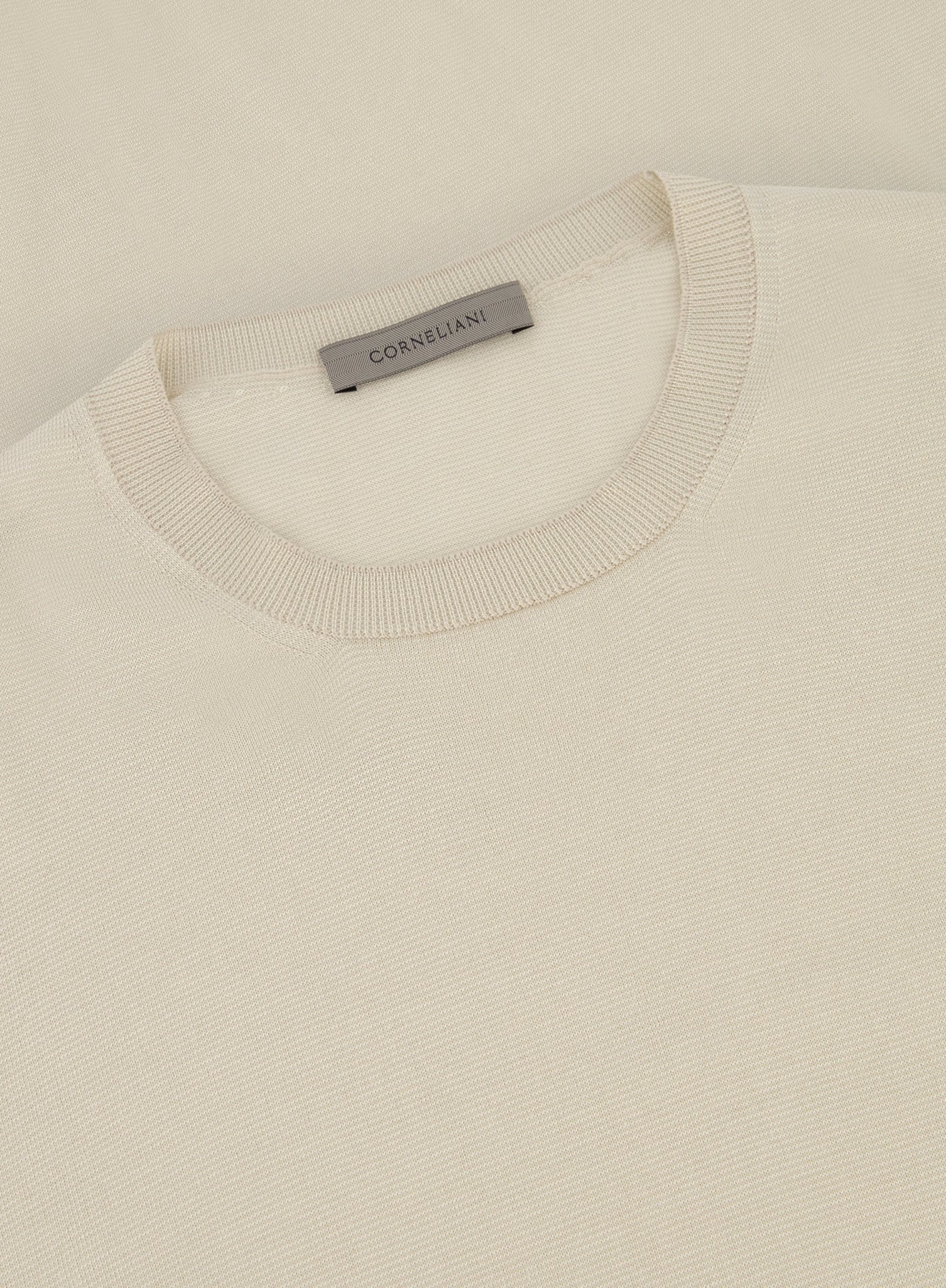 T-shirt van zijde en katoen | L.BEIGE